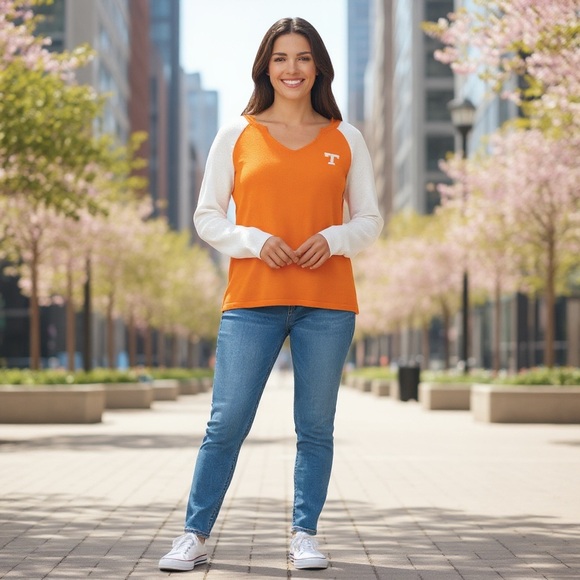 Castles sport orange/white University of Tennessee SOFT long sleeve sweater SZ-M - Picture 1 of 7